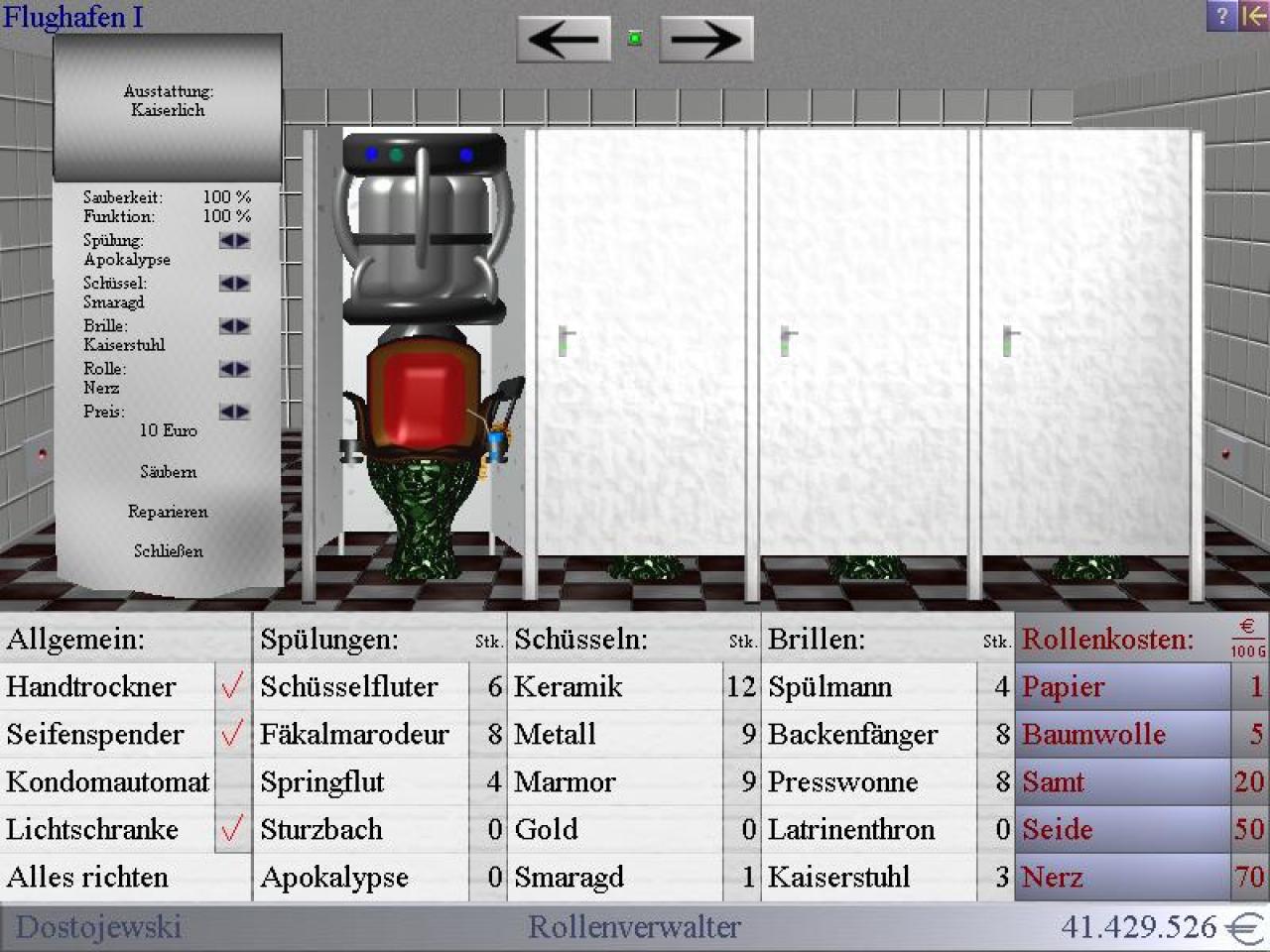 [26/11/2001] THRONSAAL Wer 20 Mark für einen Kompostierungsgang verschleudert, kriegt Luxus von der Smaragdschüssel bis zum Nerzfell. Wofür wohl letzteres?...Bäh!